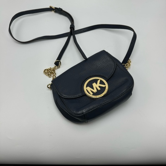 MICHAEL Michael Kors Handbags - Michael Kors Fulton Crossbody Bag Dark Blue Leather Purse